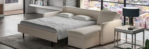 A studio apartment couch that turns into a bed